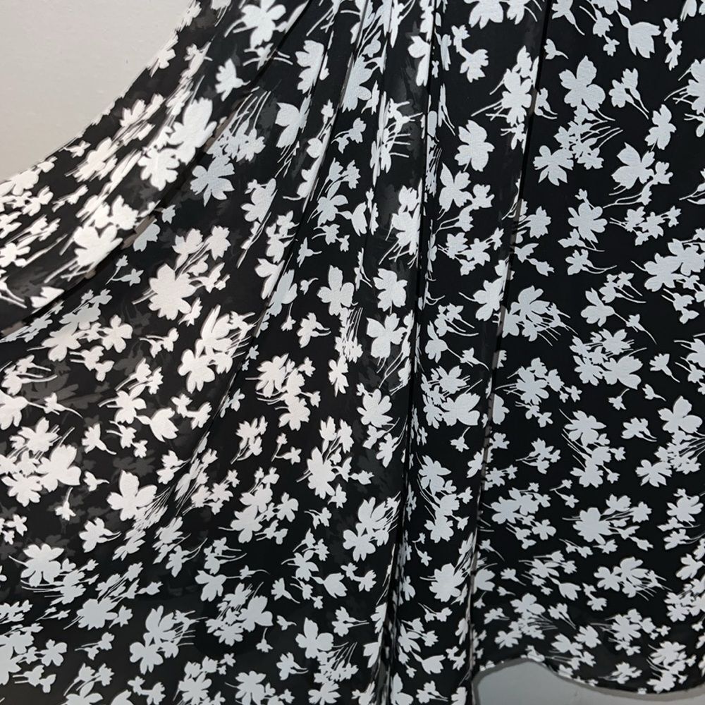 R&K Originals Size 18 Black/White Tie at the Waist  Dress V Neck Cap Sleeves - Picture 6 of 10